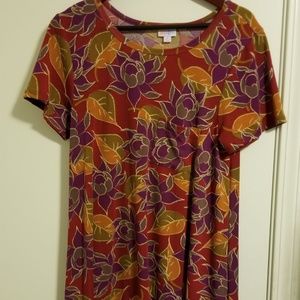 LuLaRoe Carly Med Multicolor Leaves Flowers